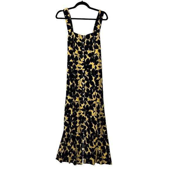 New L*Space Floral Button Front Mykonos Dress Yellow & Black Women Small NWT - Picture 4 of 10